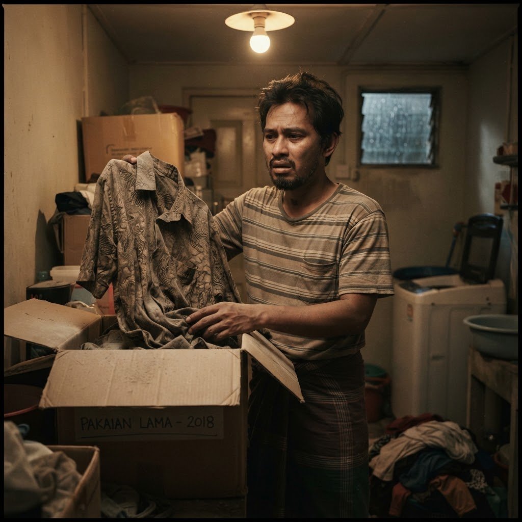 Baju berhabuk dan berbau