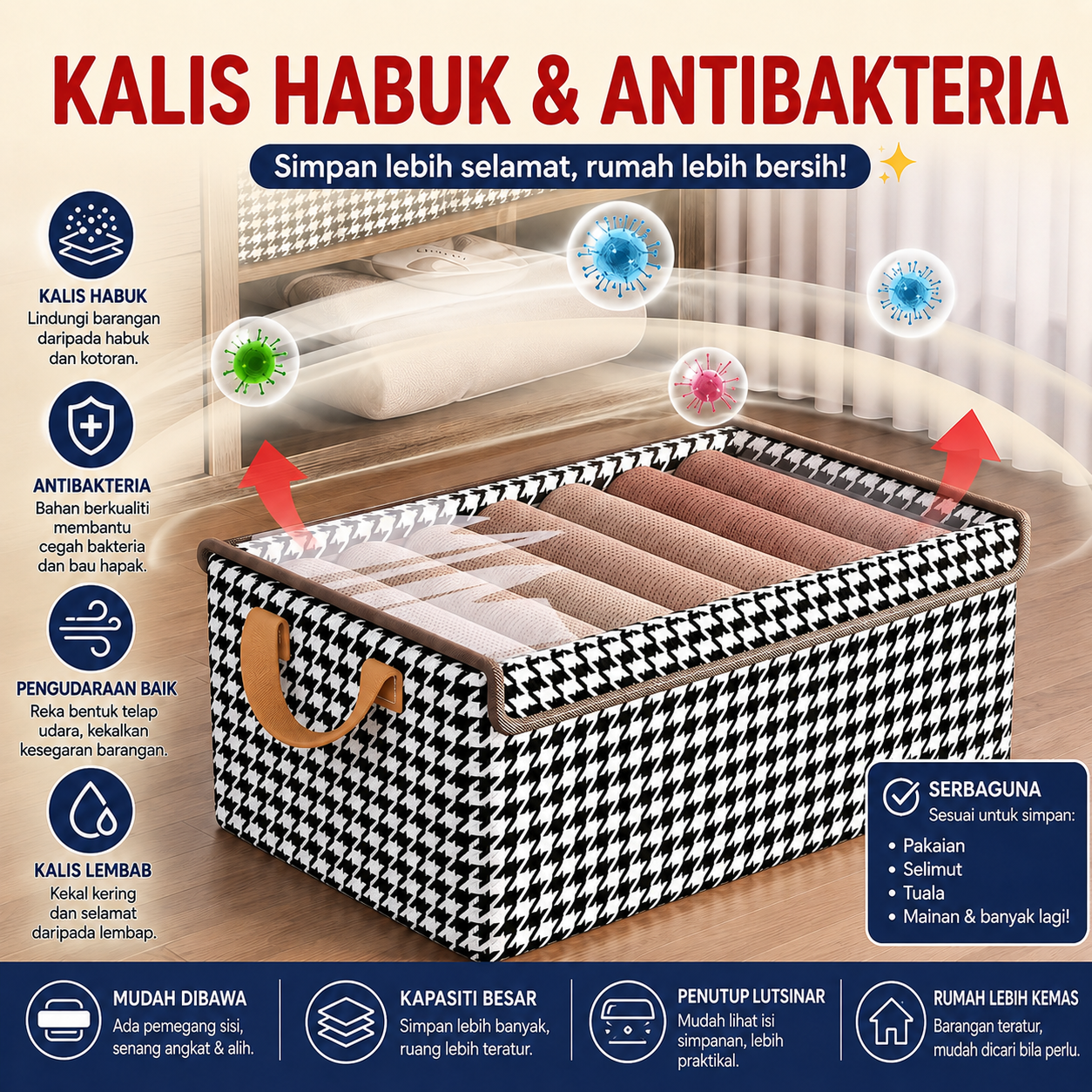 Susunan Clothes Storage Box dalam bilik